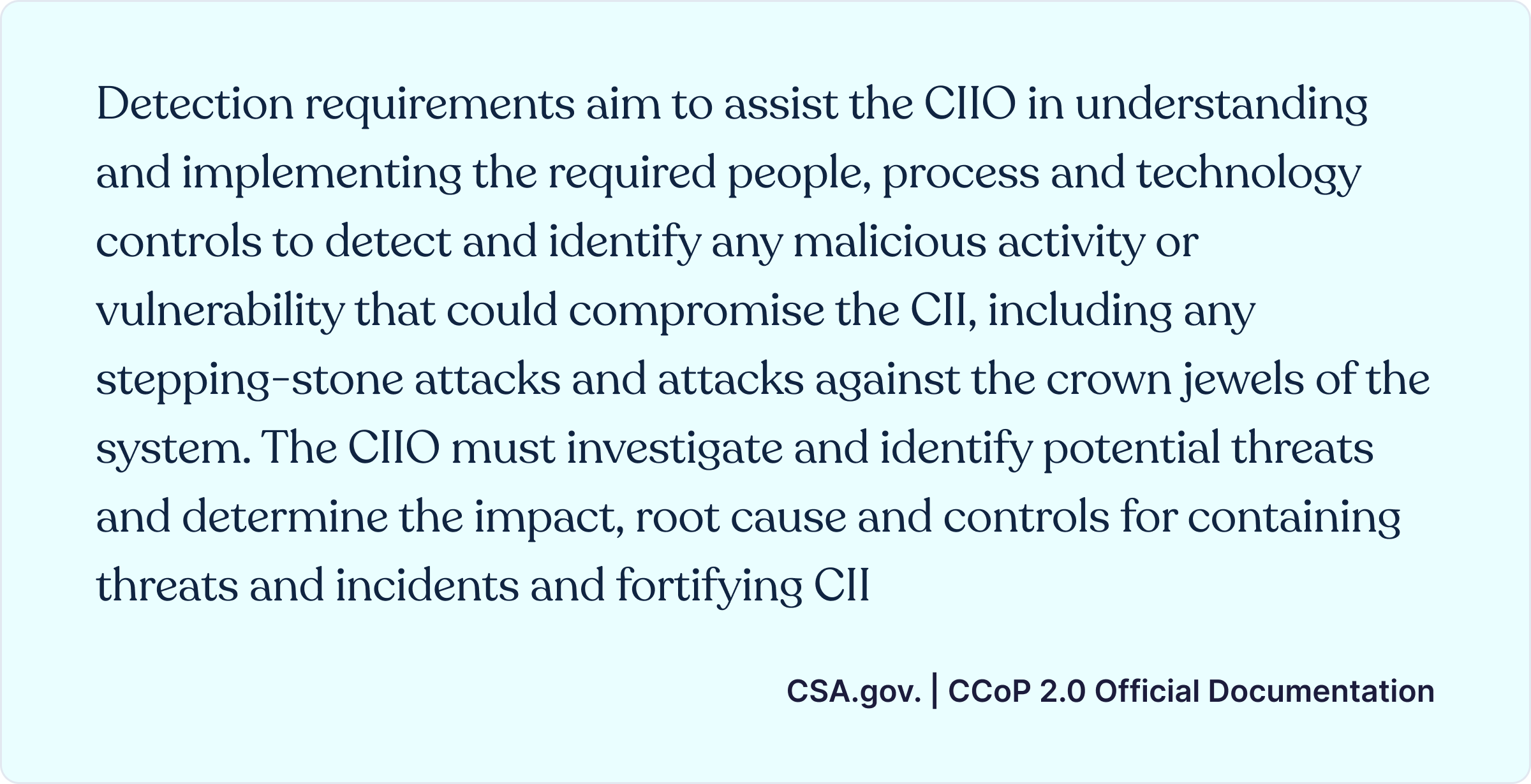 Detection - CSA.gov. CCoP 2.0 Official Documentation 